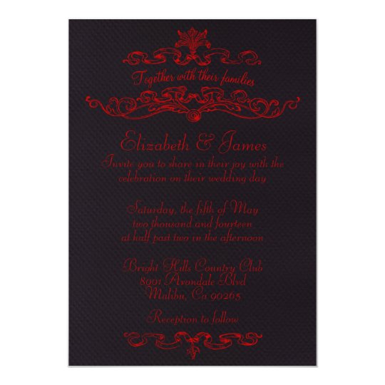 Simple Luxury Black And Red Wedding Invitations