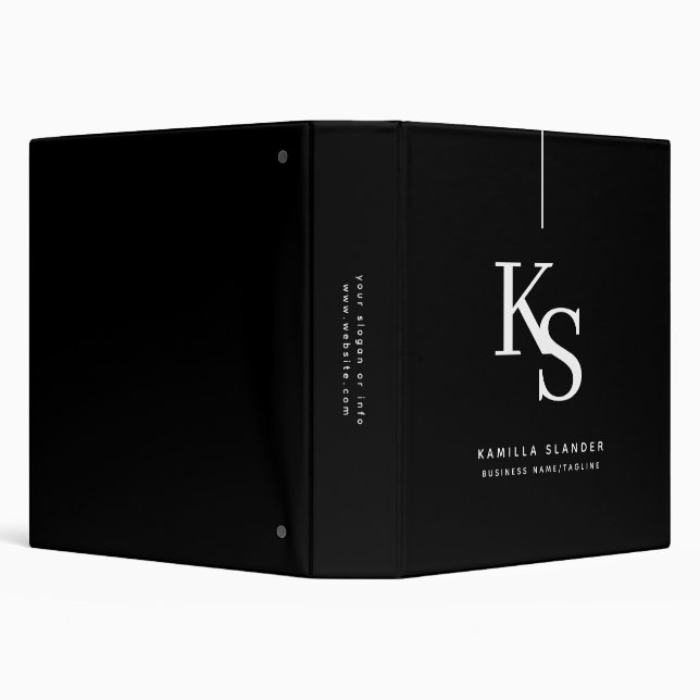 Simple Luxury Black Monogrammed Wedding Binder (Background)