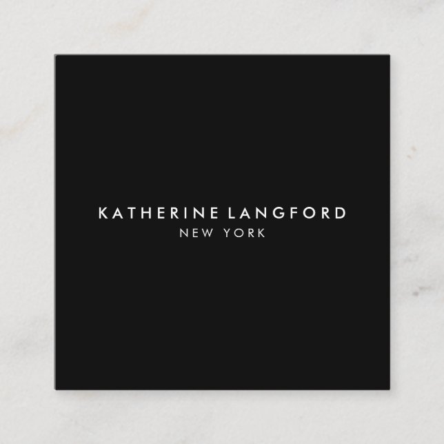 Simple Luxury Black & White Minimal Boutique Square Business Card (Front)