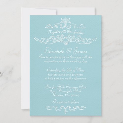 Simple Luxury Blue And White Wedding Invitations
