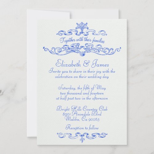Simple Luxury Blue Wedding Invitations