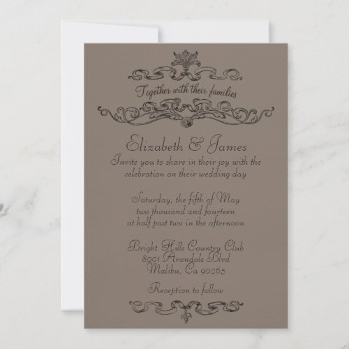 Simple Luxury Brown Wedding Invitations