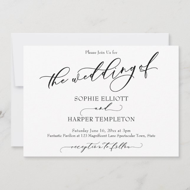 Simple Luxury Calligraphy The Wedding Of Invitation (Front)