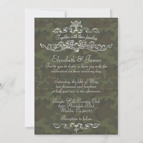 Simple Luxury Camo Wedding Invitations