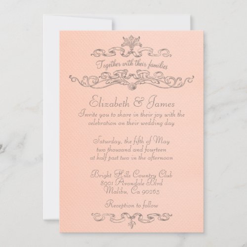 Simple Luxury Coral Wedding Invitations