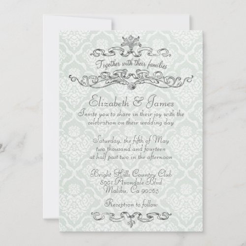 Simple Luxury Damask Wedding Invitations