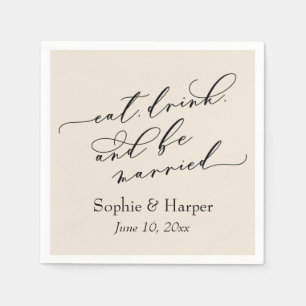 Simple Luxury Font Eat Drink and Be Married Cream Napkins