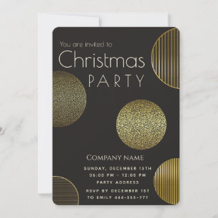 Simple luxury gold circles corporate Christmas Invitation