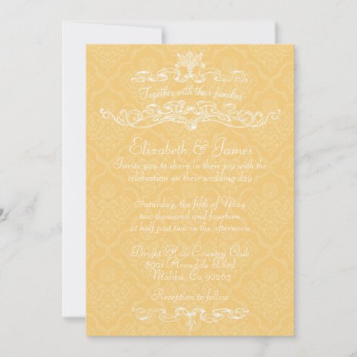 Simple Luxury Gold Damask Wedding Invitations