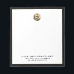 Simple Luxury Gold Logo Seal Notepad<br><div class="desc">Elevate your professional image with our customizable logo branded notepad. The design features a luxurious gold logo emblem at the top, accompanied by name, title, and company information in black classic typography on a clean white background, framed in black. This versatile notepad is perfect for any business looking to enhance...</div>