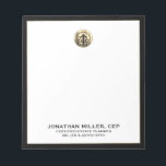Simple Luxury Gold Logo Seal Notepad<br><div class="desc">Elevate your professional image with our customizable logo branded notepad. The design features a luxurious gold logo emblem at the top, accompanied by name, title, and company information in black classic typography on a clean white background, framed in black. This versatile notepad is perfect for any business looking to enhance...</div>