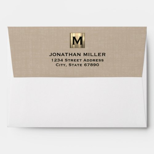 Simple Luxury Gold Monogram Return Address Envelope