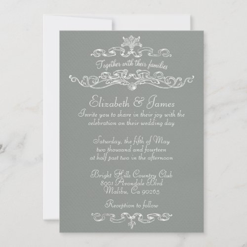 Simple Luxury Grey Wedding Invitations