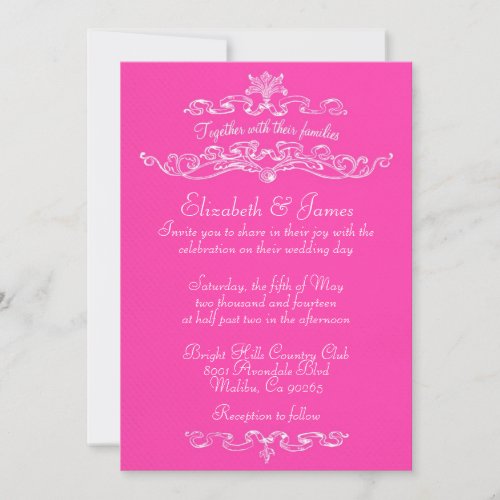 Simple Luxury Hot Pink Wedding Invitations