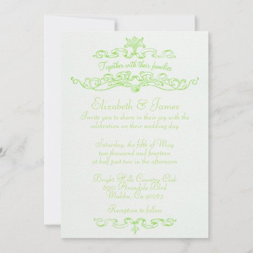 Simple Luxury Lime Green Wedding Invitations