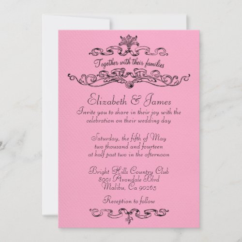 Simple Luxury Pink And Black Wedding Invitations