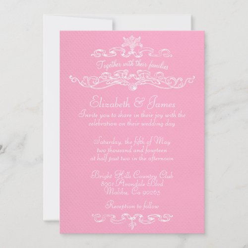 Simple Luxury Pink And White Wedding Invitations