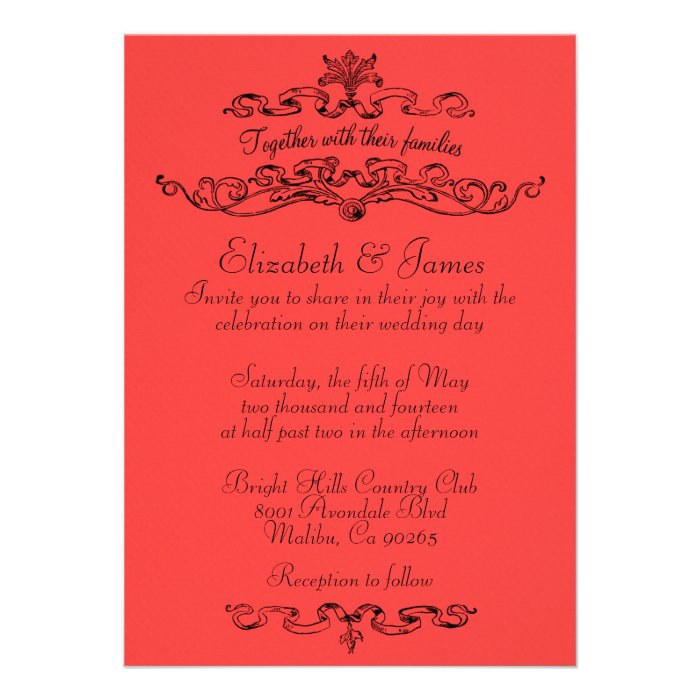 Simple Luxury Red And Black Wedding Invitations Personalized Announcement