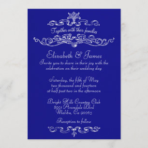 Simple Luxury Royal Blue Wedding Invitations