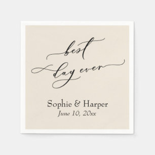 Simple Luxury Script Font Best Day Ever Cream Napkins