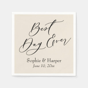 Simple Luxury Script Font Best Day Ever Cream Napkins