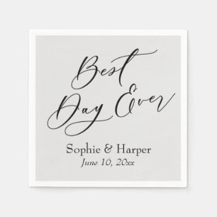 Simple Luxury Script Font Best Day Ever Light Gray Napkins