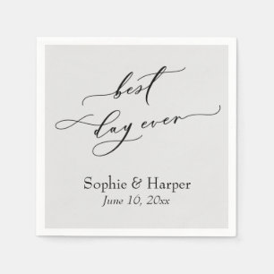 Simple Luxury Script Font Best Day Ever Light Gray Napkins