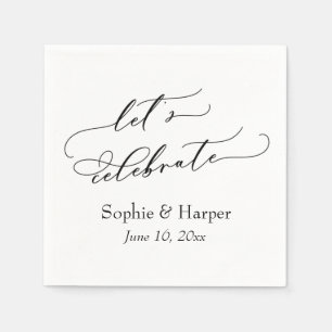 Simple Luxury Script Font Let's Celebrate Napkins