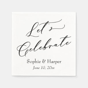 Simple Luxury Script Font Let's Celebrate Napkins