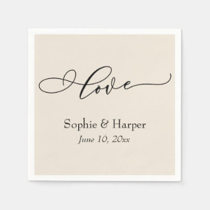 Simple Luxury Script Font Love Typography Cream Napkins