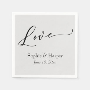 Simple Luxury Script Font Love Typography Gray Napkins