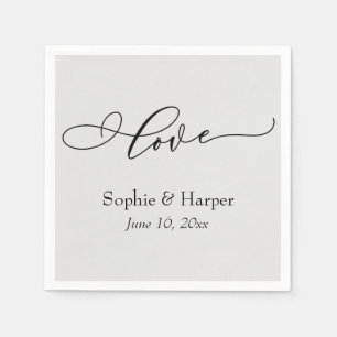 Simple Luxury Script Font Love Typography Gray Napkins