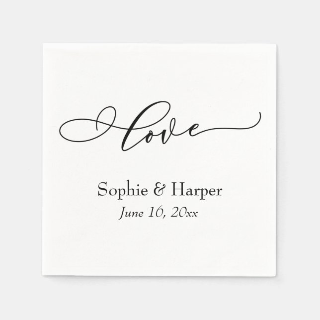 Simple Luxury Script Font Love Typography Napkins (Front)