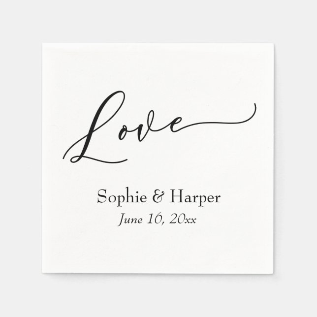 Simple Luxury Script Font Love Typography Napkins (Front)