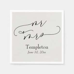 Simple Luxury Script Font Mr & Mrs Gray Napkins