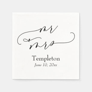 Simple Luxury Script Font Mr & Mrs Napkins