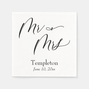 Simple Luxury Script Font Mr & Mrs Napkins