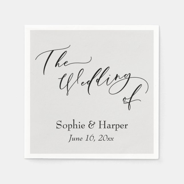 Simple Luxury Script Font The Wedding Of Gray Napkins (Front)