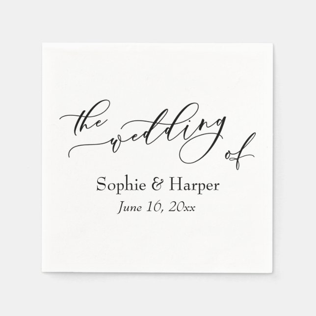 Simple Luxury Script Font The Wedding Of Napkins (Front)