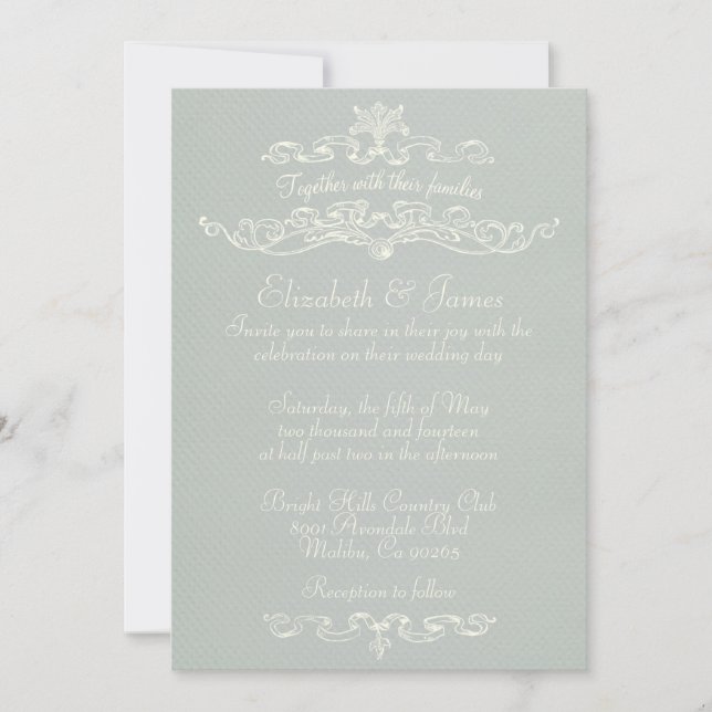 Simple Luxury Silver Wedding Invitations (Front)