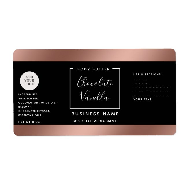 Simple luxury typography black  cosmetics logo label (Front)