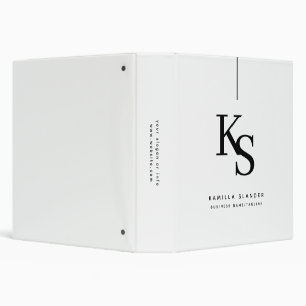 Simple Luxury White Monogrammed Wedding Binder