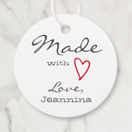 Simple Made with Love Red Heart Symbol Cute Trendy Favor Tags