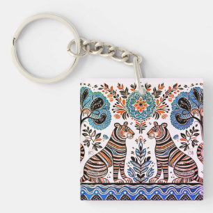 simple madhubani painting keychain