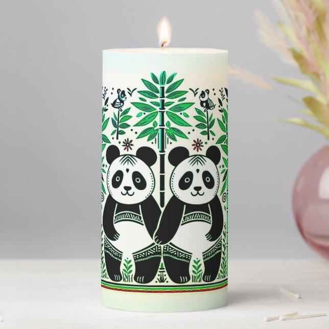 simple madhubani painting pillar candle (In Situ)