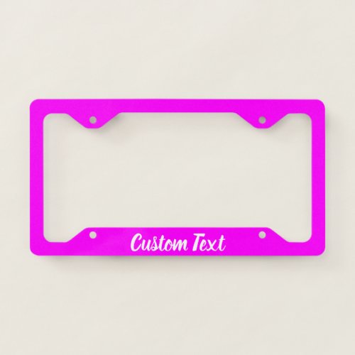 Simple Magenta and White Script Text Template License Plate Frame