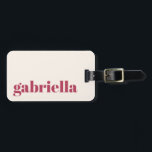 Simple Magenta Bold Typography Personalized Name Luggage Tag<br><div class="desc">Bold Modern Typography Personalized Name Luggage Tag in Magenta</div>