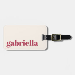 Simple Magenta Bold Typography Personalized Name Luggage Tag