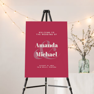 Simple Magenta Modern Wedding Welcome Foam Board