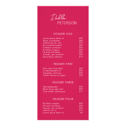 Simple Magenta Pink Contemporary Price List Modern Rack Card